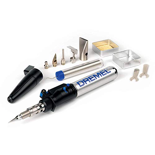 Dremel Versatip 2000 - Pirograbador a gas butano con 6 puntas para soldadura, pirografo, fusión, corte en caliente, compresión (duración de encendido máximo 90 min), Color Negro, Gris