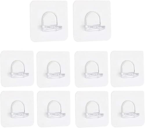 Drglynh Soporte de plástico autoadhesivo, soportes estantes adhesivos para estantes de armario, soporte balda adhesivo divisor transparente, perforado, para armarios o estanterías (12 Piezas)