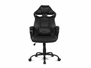 Drift DR50B- Silla Gaming Profesional, polipiel, reposabrazos acolchados, piston clase 4, asiento basculante, altura regulable, cojín lumbar, color Negro