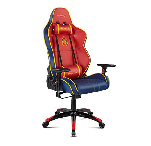 Drift DRRFEF- Silla Gaming Real Federación Española de Fútbol, reposabrazos 3D, Asiento basculante, Altura Regulable, Respaldo reclinable, Cojines Cervical y Lumbar, Multicolor