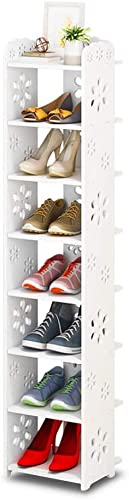 Dripex Estante Zapatero Estrecho Multifuncional Mueble Zapatero Blanco de Material Nuevo para Pasillo Dormitorio Salón Cocina, 8 Niveles