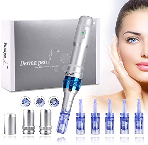 Dr.pen A6 Ultima con Certificado CE, Mysweety Derma Roller Pen Stamp System, para el Tratamiento de La Pérdida de Cabello Cicatriz Acné Cicatrices, Dr Pen con 2 Piezas 12 Micro Agujas