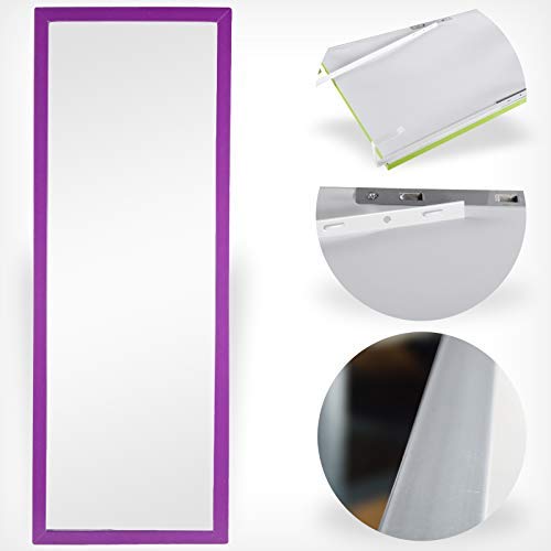 DRULINE F0015070 Espejo para puerta, espejo de pared, de armario, de vestidor, espejo de cuerpo entero, decoración colgante para dormitorio, salón, 34 cm x 94 cm x 1,5 cm, morado