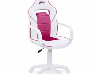 DRW Sticker, Silla Gamer, Silla de Oficina Gaming Estudio o Escritorio, Acabado en Símil Piel Blanco y Rosa, Medidas: 60 cm (Ancho) x 60 cm (Fondo) x 98-108 cm (Alto)