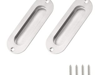 Dtoterul 2 piezas Tiradores Puerta Empotrados Acero Inoxidable Manijas Empotrados Ovalados y Deslizantes Mango Oculto de Acero Para Puerta Corredera Empotrable Puerta Corredera de Puerta de Armario