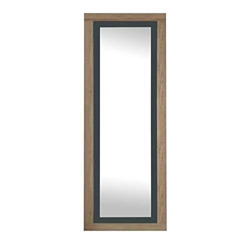 duehome Espejo de Pared, Espejo Rectangular, Espejo Mural con Luna, Modelo Lara, Acabado en Color Cambria y Grafito, Medidas: 60 cm (Ancho) x 180 cm (Alto) x 3,5 cm (Fondo)