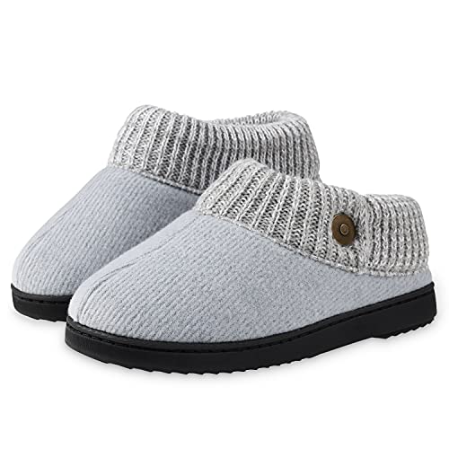 Dunlop Zapatillas Mujer Casa, Pantuflas Mujer con Memory Foam, Zapatillas Mujer con Suela Antideslizante, Regalos Para Mujer Talla 37-40 (38, Gris Claro, numeric_38)
