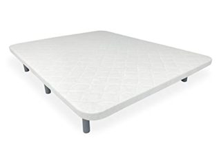 Duérmete Online - Base Tapizada Reforzada, Anti ruido con 5 Barras de Refuerzo, Apta para cualquier tipo de colchón, 6 Patas metálicas roscadas de 27cm, 150x190, Blanco