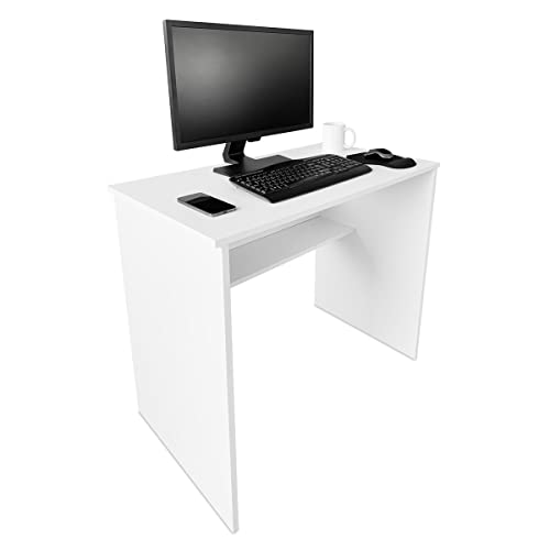 Duérmete Online Blanco, Mesa de Escritorio, Mesas para Ordenador, Color, Práctica y Funcional, Medidas: 90 cm (Ancho) x 49,5 cm (Fondo) x 77 cm (Alto), Madera, 90 x 49,5 x 77 cm