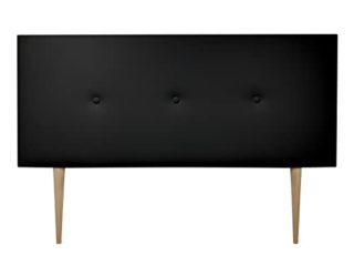Duérmete Online Cabecero Premium Acolchado Modelo Milán, con Patas, Tapizado en Polipiel de Alta Gama, Madera, Negro, 170 x 60 cm (Cama 160)