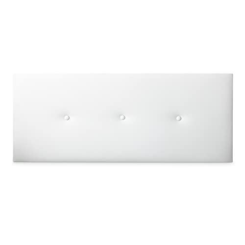 Duérmete Online Cabecero Premium Acolchado Modelo Milán | Tapizado en Polipiel de Alta Gama-Incluye Herrajes y Tornillería, Madera, Blanco, 190 x 60 cm (Cama 180)