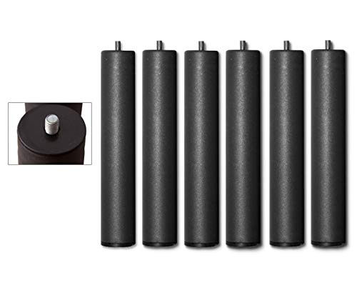 Duérmete Online - Juego de 6 Patas de 27 cm, para somier y base tapizada, cilíndricas roscadas, color Gris