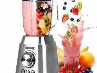 Duronic BL102 Batidora de Vaso 1000W con función Pulso, Picar Hielo y Smoothie - Jarra de cristal de 1,5 L - Cuchillas Desmontables – Ideal para Hacer Smoothies, Batidos, Salsas, Picar Hielo, gazpacho
