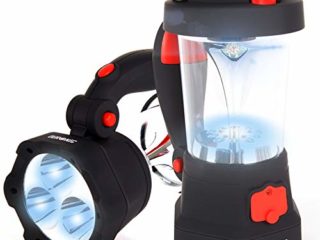 Duronic Hurricane Farol de Camping Recargable por Dinamo y USB con Linterna LED, Farol de Mano, Lámpara de 10 LED, Señal de Emergencia Roja Intermitente, Linterna de 3 LED
