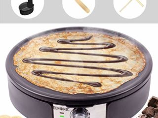 Duronic PM152 Crepera Eléctrica de 1500W con placa antiadherente de 37 cm – Temperatura regulable – Accesorios Incluidos - Ideal para hacer crêpes, pancakes, tortitas, tortillas, creps, panqueques