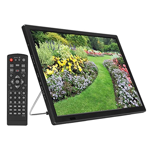 DWMD TV Digital Portátil de 16 Pulgadas, TV LED TDT con Pantalla TFT HD de 1080p, Monitor de Televisión Digital con Señal Recargable sin Retardo con HDMI, USB, Soporte de TV para Viajes en Automóvil