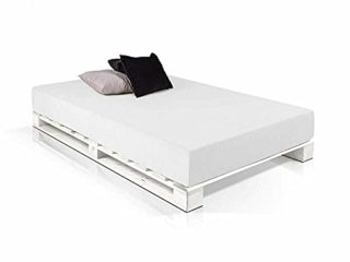 DydayaHome Somier de 105 para Cama de 1.05 cm - Somier de Madera de palets Juvenil, Individual- soporta hasta 550 kg (Blanco DESMONTADO - (2 Patas + 10 Tablas + Tornillos), 105 x 190 x 15 cm)