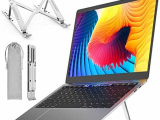 DYZI Soporte para Portátil- Atril Ventilado de Aluminio para Macbook, Notebook, iPad - Stand de Refrigeración Ligero y Ajustable Compatible con Dell XPS, HP, Samsung, Lenovo