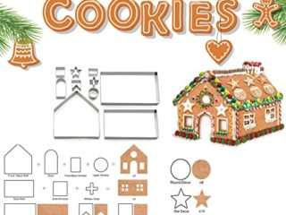 EAN, Juego de 10 moldes de galletas de Navidad, 3D, para galletas, Navidad, caseta de jengibre para Navidad