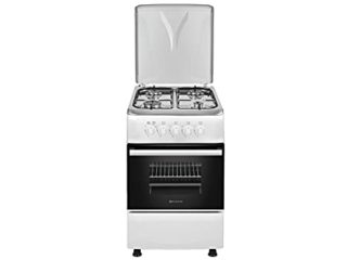 EAS ELECTRIC SMART TECHNOLOGY | EFG556W | Cocina de gas blanca | Color blanco | 50 cm | Gas butano y gas natural | Autoencendido | Horno de 55 litros | Tapa de metal | Parrillas esmaltadas | 4 fuegos