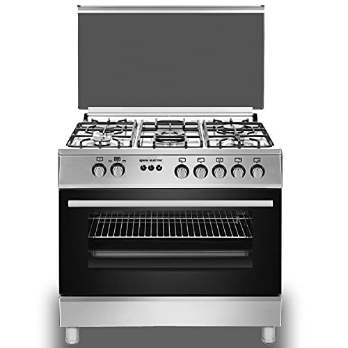 EAS ELECTRIC SMART TECHNOLOGY | EFG9H60X | Cocina de gas Inox | Color Inox | 90 cm | Gas butano y gas natural | Autoencendido | Horno 122 litros | Tapa de cristal y aluminio | Válvula FFD | 5 fuegos
