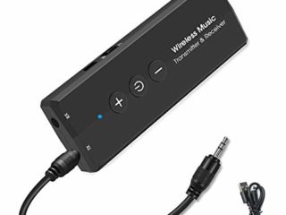 EasyULT Transmisor Receptor Bluetooth 5.0, Inalámbrico Adaptador Portátil Bluetooth 3-en-1 con 3.5mm Audio Cable, para PC/TV/Auriculares/Altavoces/Estéreo/Radio -Negro