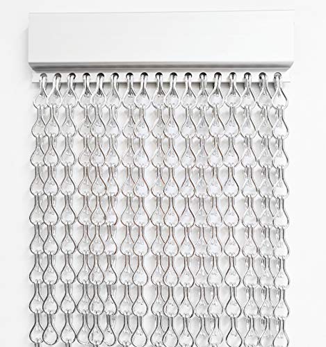 EB ESTORES BARATOS Cortina Mosquitera Metálica Kristina/para Puerta Exterior/Cortinas de Cadenas Metal para Exteriores/Color Plata. Ajuste Medida Ancho X Alto Color: Plata. Medidas: 100cm x 200cm