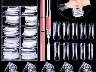 EBANKU Pol ygel Kit Uñas Postizas de Acrílico Clear, Alargador de uñas de gel Kit de Gel de Extensión de Uñas con pincel de polietileno de doble punta y selector de pinzas para uñas de 5 piezas