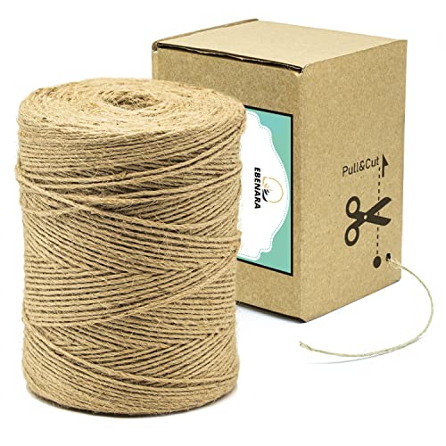 EBENARA | Rollo de Cuerda de Yute de 2mm x 300 Metros | Caja Dispensadora de Regalo | Hilo para Macrame, Manualidades y Decoracion | Cuerdas de Rafia 100% Acabado Natural | Cordon Fabricado en España
