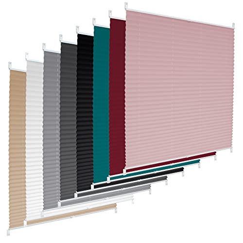 ECD Germany Cortina Plisada 70x200cm para Ventanas y Puertas EasyFix Plegable Protección Solar Estor Gris Oscuro Opaco Translúcidas Persiana Veneciana Faltrollo con Abrazadera No Necesita Perforación