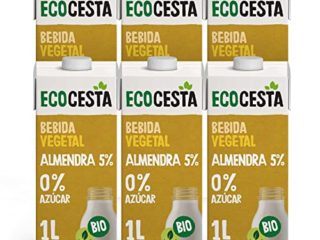 Ecocesta - Pack de 6 Unidades de 1 L de Bebida Ecológica Vegetal de Almendra - Sin Azúcar Añadido y Sin Gluten - Apto para Veganos - Ideal para Tomar Sola, con Café o en Batidos
