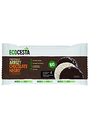 Ecocesta - Tortitas Ecológicas de Arroz y Chocolate Negro - 100 g - Sin Gluten - Aptas para Veganos - Alto Contenido en Hidratos de Carbono - Ideales para Desayunos y Meriendas