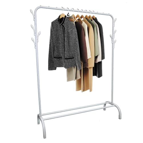 Edihome, Burro Ropa, Perchero Colgador de Ropa, Vestidor, 118X148X39 cm, Resistente, Metálico, con Soporte para Zapatos (Blanco)