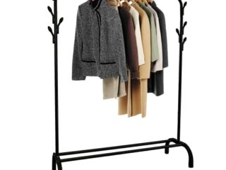 Edihome, Burro Ropa, Perchero Colgador de Ropa, Vestidor, 118X148X39 cm, Resistente, Metálico, con Soporte para Zapatos (Negro)