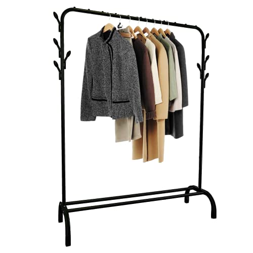 Edihome, Burro Ropa, Perchero Colgador de Ropa, Vestidor, 118X148X39 cm, Resistente, Metálico, con Soporte para Zapatos (Negro)