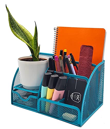 Edihome, Organizador Escritorio, Lapiceros para Escritorio, Material Oficina, Organizadores de Escritorio, Accesorio Escritorio (Azul)