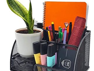 Edihome, Organizador Escritorio, Lapiceros para Escritorio, Material Oficina, Organizadores de Escritorio, Accesorio Escritorio (Negro)