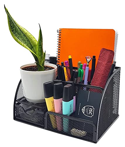 Edihome, Organizador Escritorio, Lapiceros para Escritorio, Material Oficina, Organizadores de Escritorio, Accesorio Escritorio (Negro)