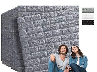 Edihome, Papel Pintado Pared, Paneles Decorativos 3d, 77x70cm, 10 piezas, Autoadhesivo, Efecto Ladrillo de Piedra, de Poliuretano, para Cocina, Dormitorio, Salón (10 unidades, Plata Brillante)