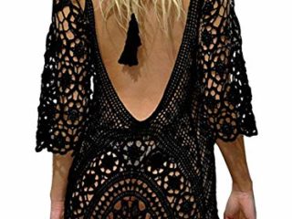 EDOTON Traje de Baño, Vestido de baño de Bikini con Encaje de Crochet y Espalda Abierta de Mujer
