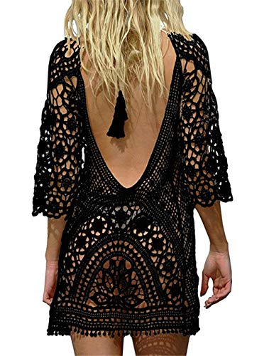 EDOTON Traje de Baño, Vestido de baño de Bikini con Encaje de Crochet y Espalda Abierta de Mujer