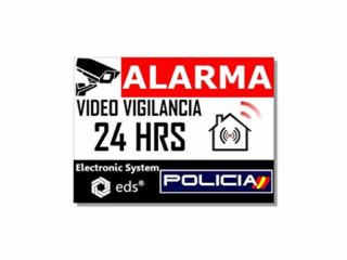 Egero - Pegatinas disuasorias Video Vigilancia Alarma Policia x8 Antirrobo para Casa, Edificio, Comercio, Garaje. Pegatinas de videovigilancia de Calidad Profesional.