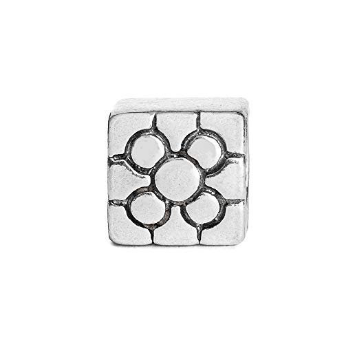Eguzkilore Charm Plata de Ley 925mm Abalorio Baldosa de Bilbao, Compatible con Pulseras Eguzkicharm, Pandora y Otras Pulseras de Estilo Europeo.