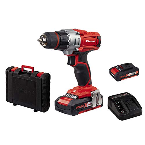 Einhell Expert Taladro Power X-Change (TE-CD 18/2 Li), 18V sin cable (incluye maletín BMC, 2 baterías de 1,5 Ah y cargador) (ref.4513830)