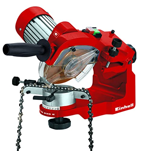 Einhell GC-CS 235 E – Afilador de cadenas de motosierra eléctrica con cable. Ralentí 3000 RPM, 230 W, 230 V | 50 Hz, limitador de profundidad, tensor de cadena, iluminación