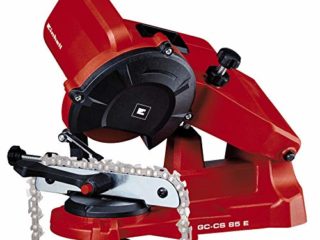 Einhell GC-CS 85 E – Afilador de cadenas de motosierra eléctrica con cable, Ralentí 5500 RPM, 85 W, 220-240 V | 50 Hz, tope de profundidad y disco de afilado, Color Rojo