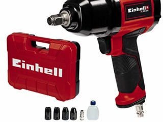 Einhell Llave neumática de impacto TC-PW 340 (par de torsión máximo de 340 Nm, rotación hacia la izquierda y hacia la derecha, incluye 8 tomas, botella de aceite, boquilla y maletín de transporte)