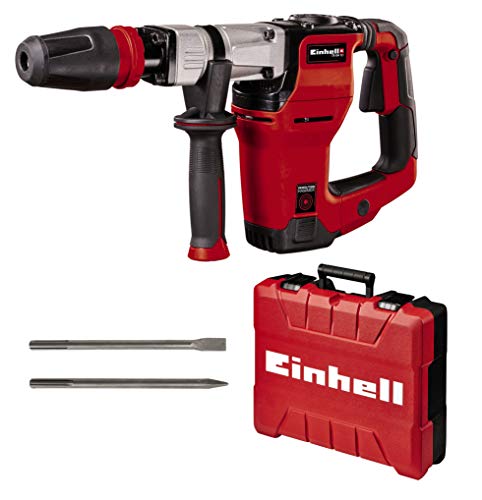 Einhell Martillo de demolición TE-DH 12 (1050 W, 12 J, toma SDSmax, empuñadura con amortiguación vibrac.,empuñadura adicional ajustable, 4m cable goma, incl. cincel puntiagudo y plano, incl. E-box)