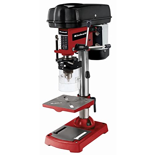 Einhell TC-BD 350 Taladro de columna (350 W, 230 V, 580 - 2650 U/min, inclinable, orientable y ajustable, de perforación, virutas de mesa, protección), color rojo