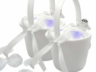 EinsSein 2X Cesta de Flores Boda Anna 17x26x13 Crema Arras cestos Mimbre Bodas decoración Decoracion cestas Bebe Anillos pequeña Porta alianzas Comprar cestitas Regalos vacias cesto Cojines Setas